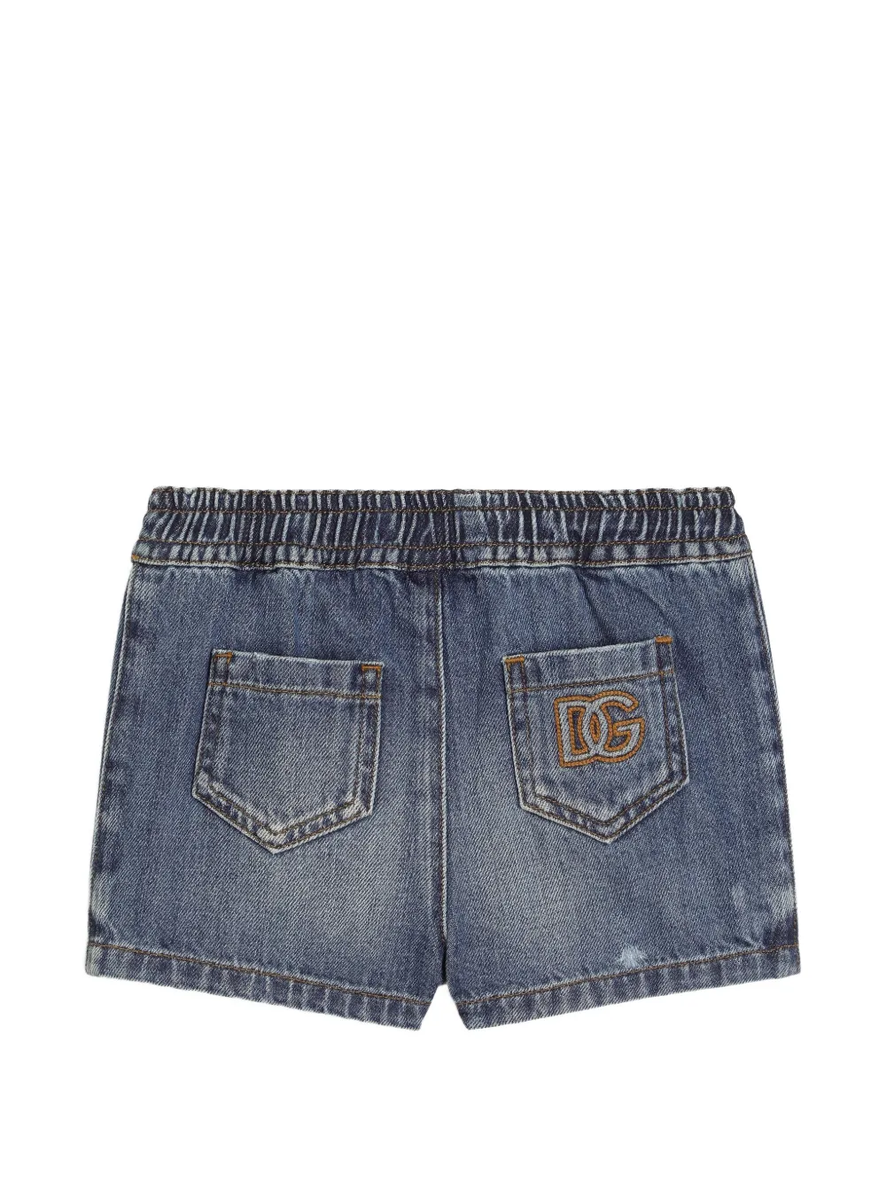 Dolce & Gabbana Kids Bermuda denim shorts met logo Blauw