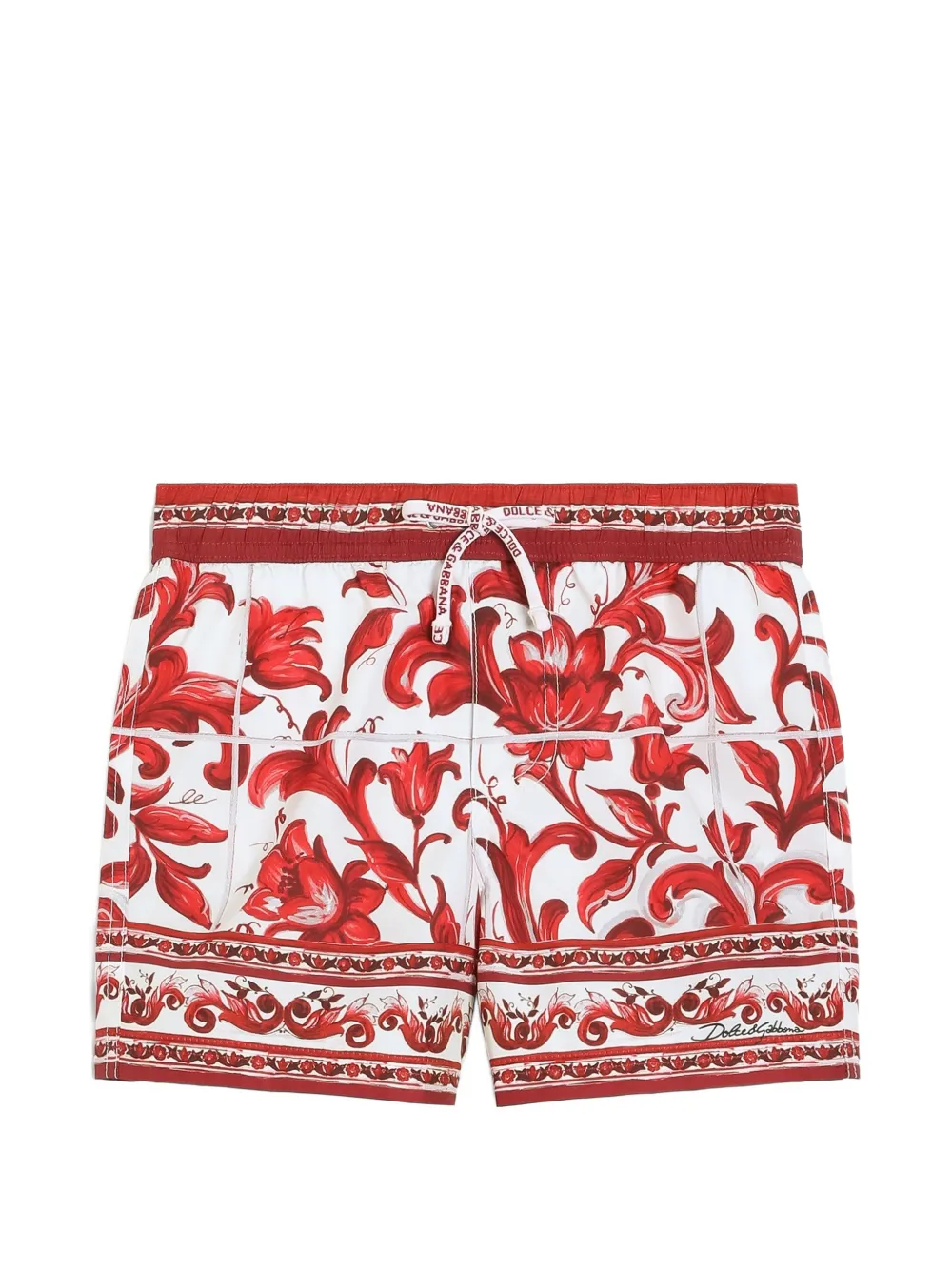 Dolce & Gabbana Kids majolica-print nylon boxer shorts - Weiß