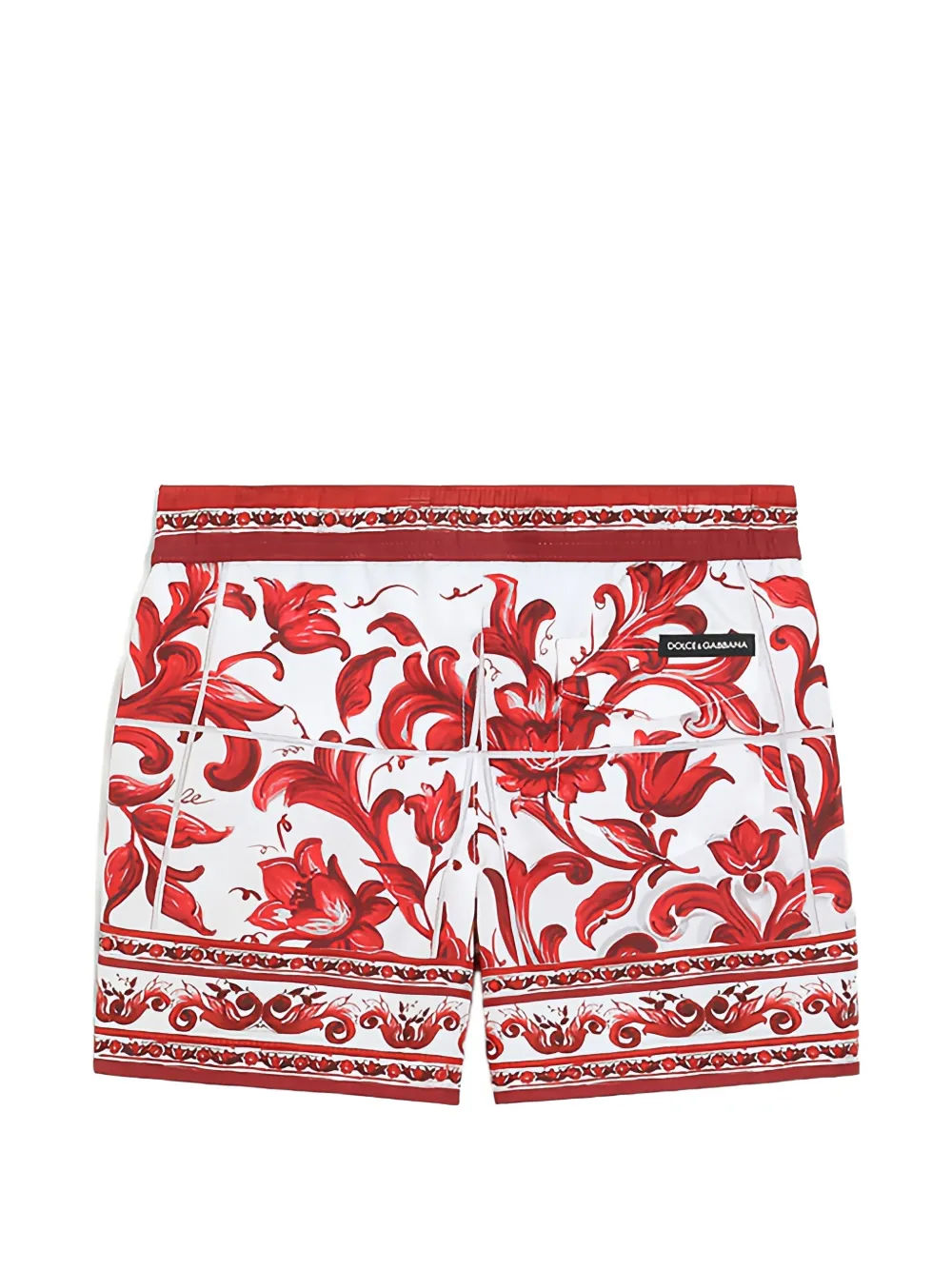 Dolce & Gabbana Kids Nylon boxershorts met Majolica-print Wit