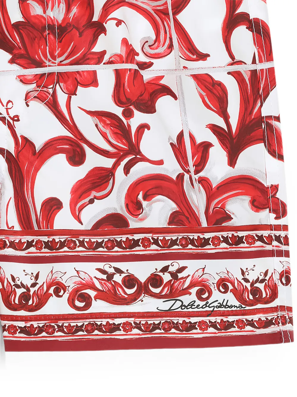 Dolce & Gabbana Kids Nylon boxershorts met Majolica-print Wit