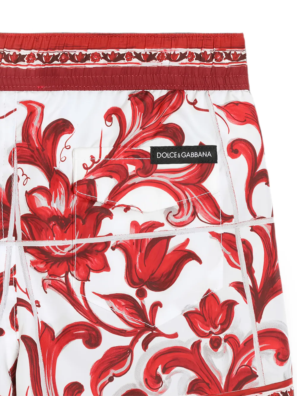 Dolce & Gabbana Kids Nylon boxershorts met Majolica-print Wit