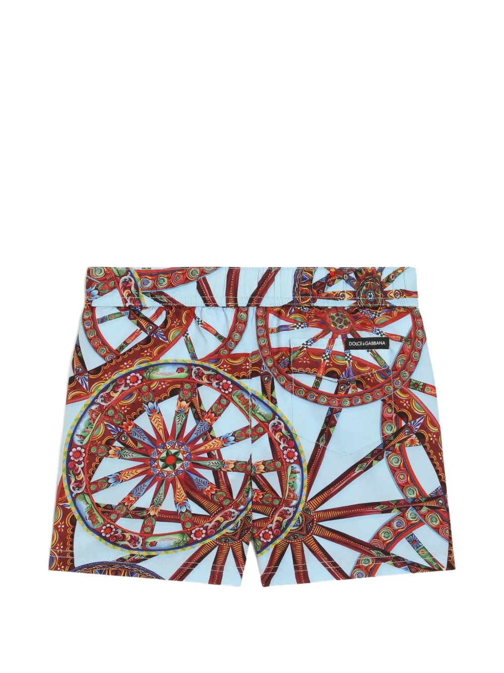 Dolce & Gabbana Kids Nylon zwembroek met Carretto-print Blauw