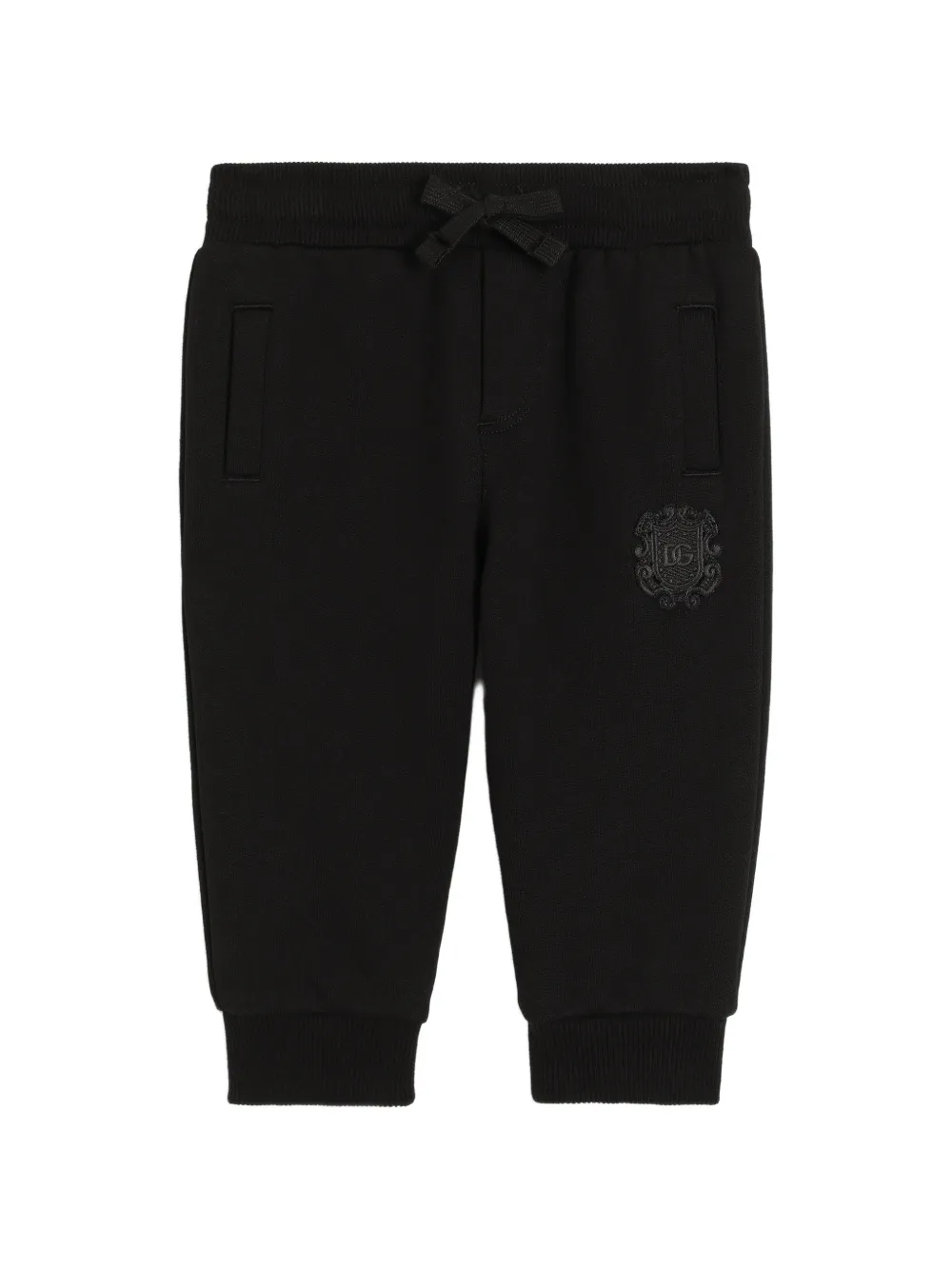 Dolce & Gabbana Kids fleece trousers with patch - Nero