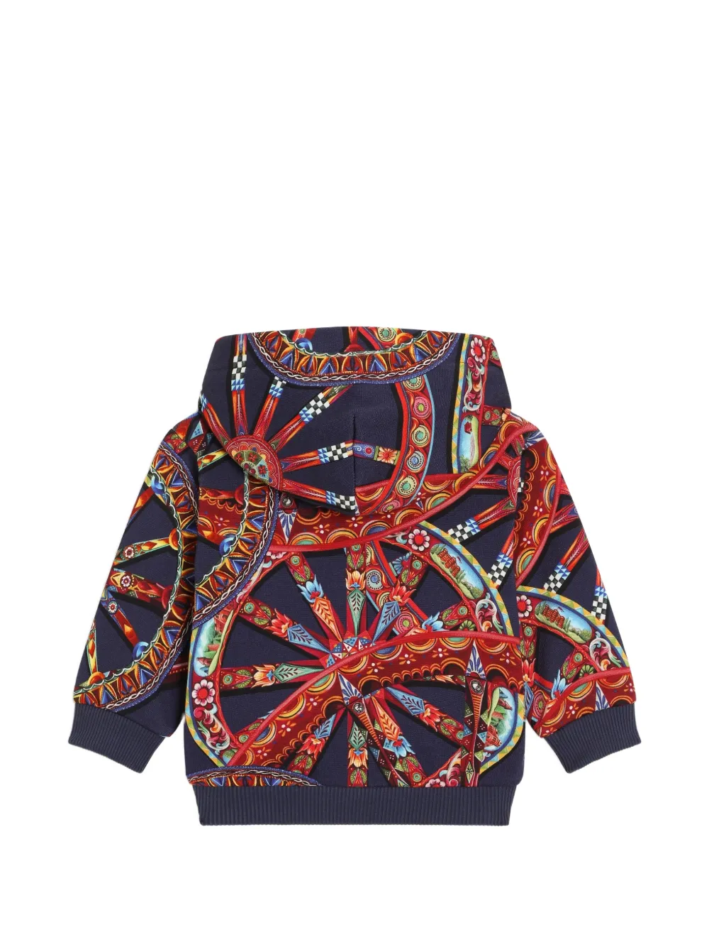 Dolce & Gabbana Kids Katoenen sweater met Carretto-print en capuchon Blauw