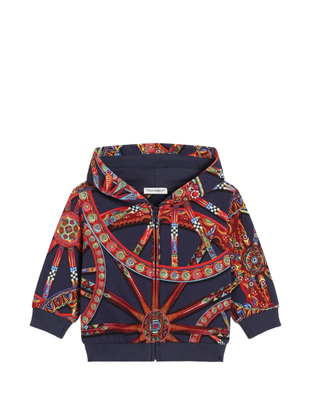 Dolce & Gabbana Kids Felpa in cotone con cappuccio e stampa Carretto - Blu