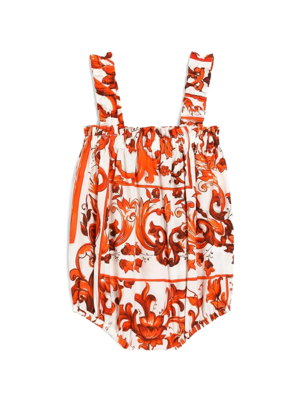 Dolce & Gabbana Kids majolica-print cotton romper - Orange