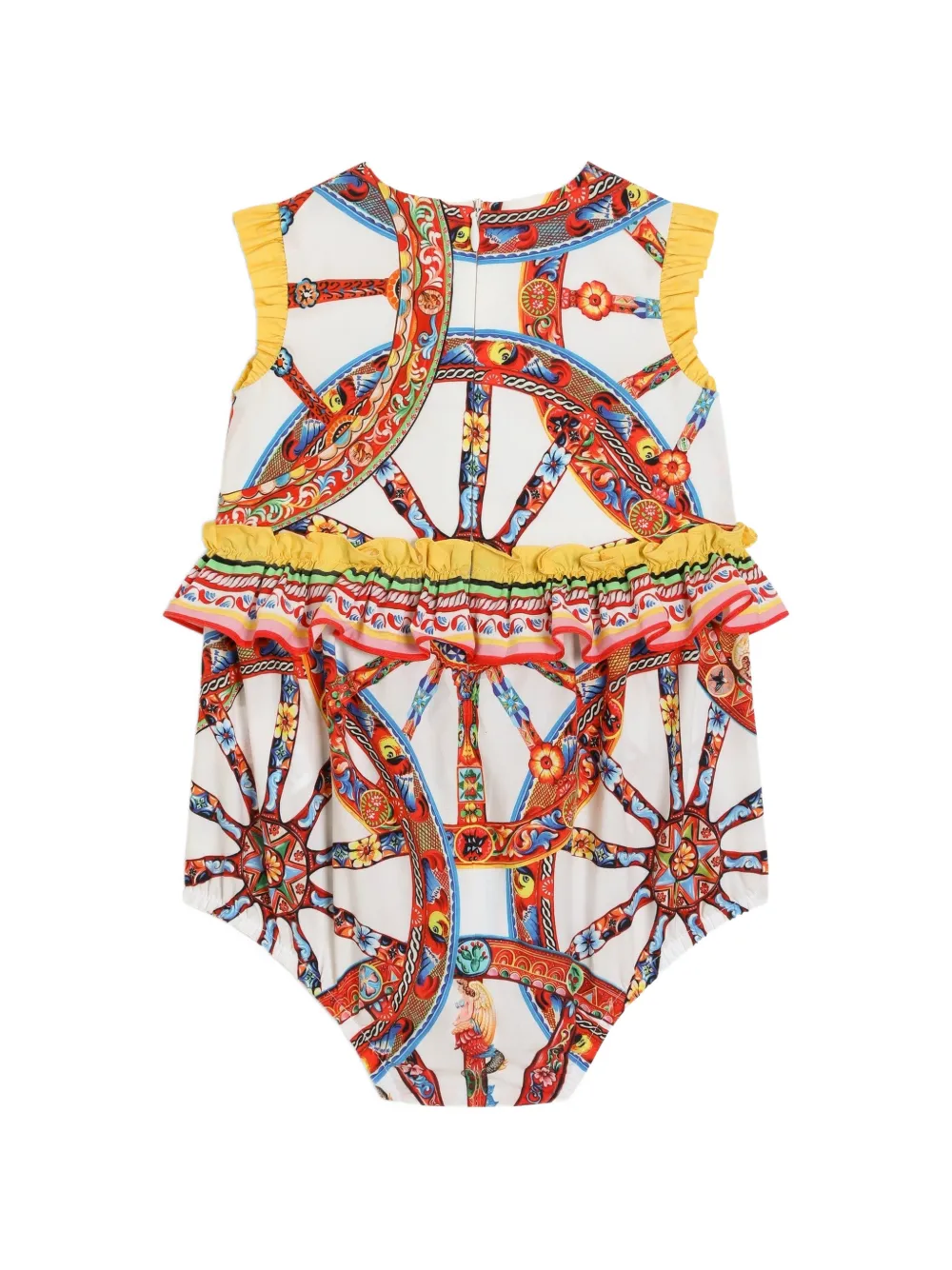 Dolce & Gabbana Kids Popeline romper met Carretto-print Wit