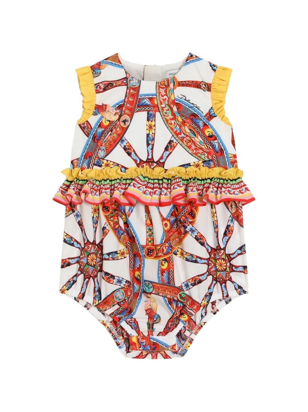 Dolce & Gabbana Kids Tutina in popeline con stampa Carretto - Bianco