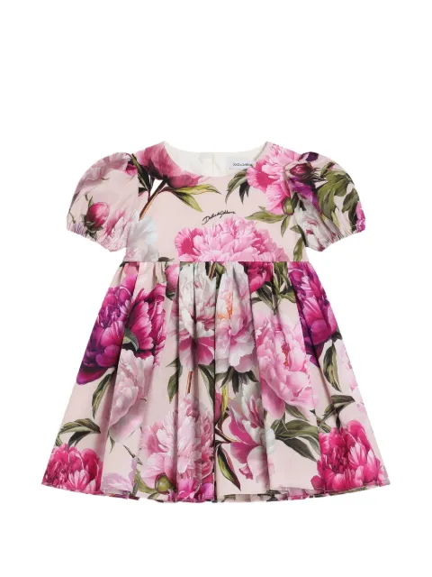 Dolce & Gabbana Kids peony-print poplin dress