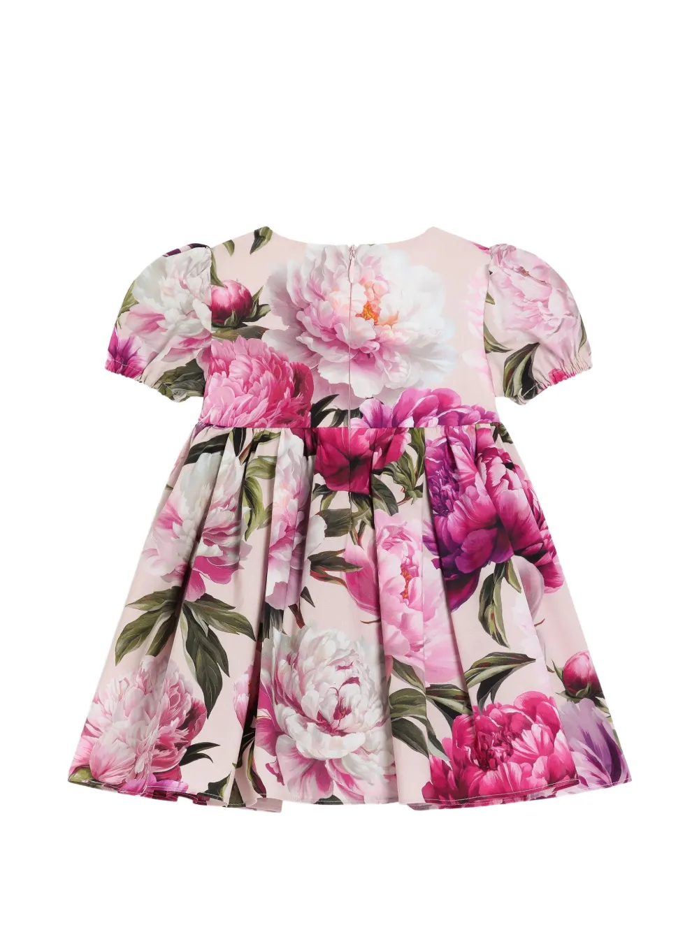 Dolce & Gabbana Kids Popeline jurk met pioen-print Roze
