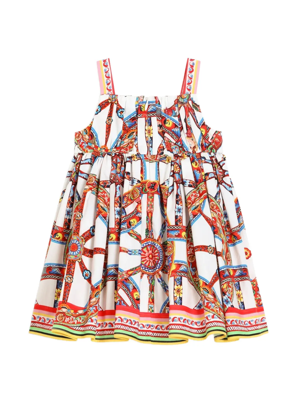 Dolce & Gabbana Kids Kleid mit Carretto-Print - Weiß