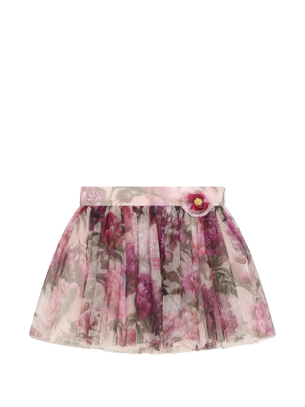 Dolce & Gabbana Kids jupe en tulle à imprimé pivoine - Rose