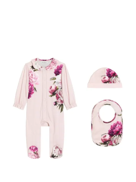 Dolce & Gabbana Kids peony-print babygrow set