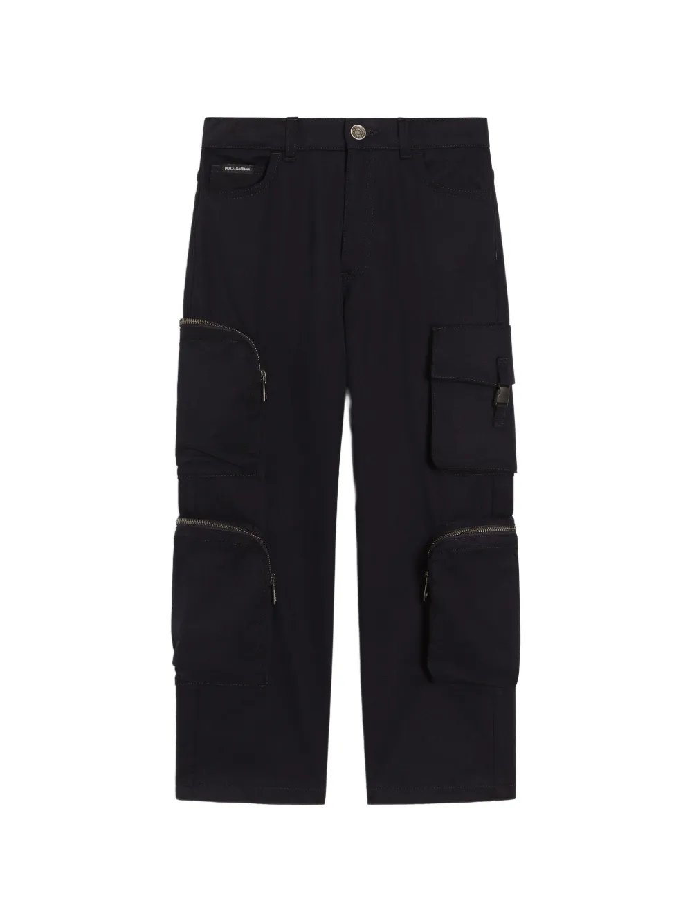 Dolce & Gabbana Kids Pantaloni in cotone con 5 tasche - Nero