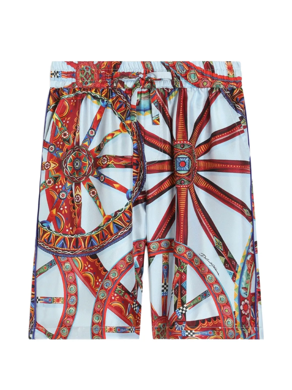 Dolce & Gabbana Kids Bermuda in twill con stampa Carretto - Blu
