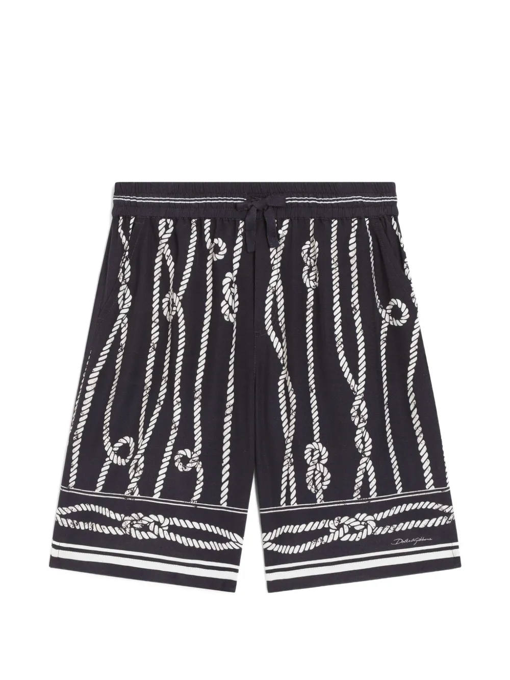 Dolce & Gabbana Kids Bermuda in viscosa con stampa Marina - Blu