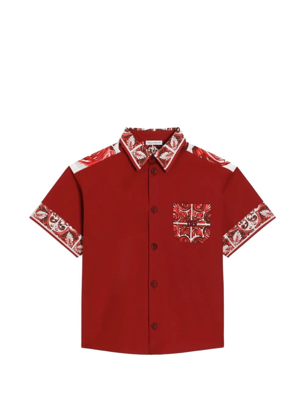 Dolce & Gabbana Kids Majolica-print poplin shirt - Rot