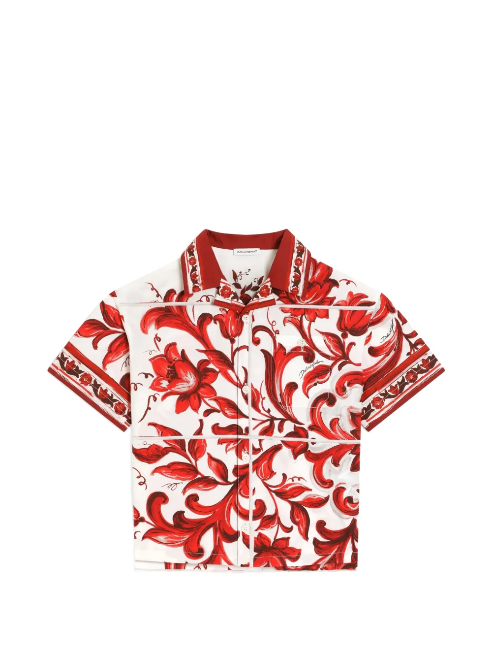 Dolce & Gabbana Kids Majolica-print poplin Hawaii shirt - Weiß