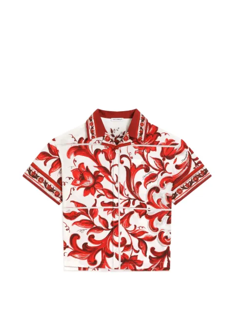 Dolce & Gabbana Kids camisa de popelina con estampado Mayólica