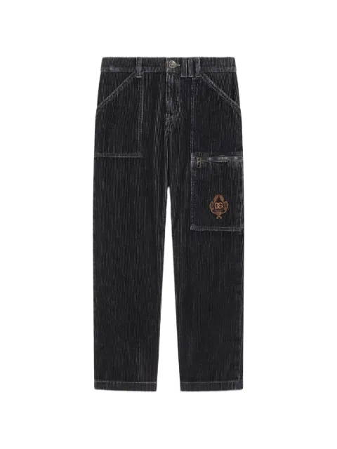Dolce & Gabbana Kids bukser i velour med mærke