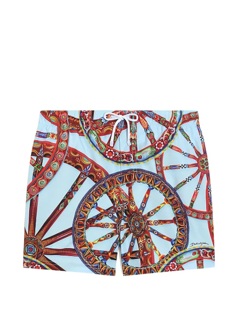 Dolce & Gabbana Kids Carretto-print nylon swim boxer shorts