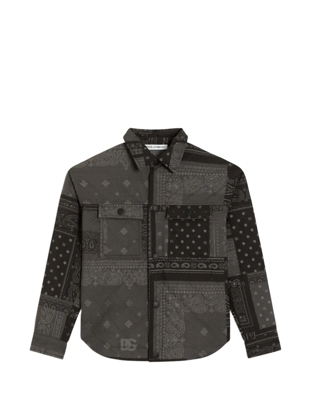 Dolce & Gabbana Kids Jacke aus Canvas mit Bandana-Print - Schwarz