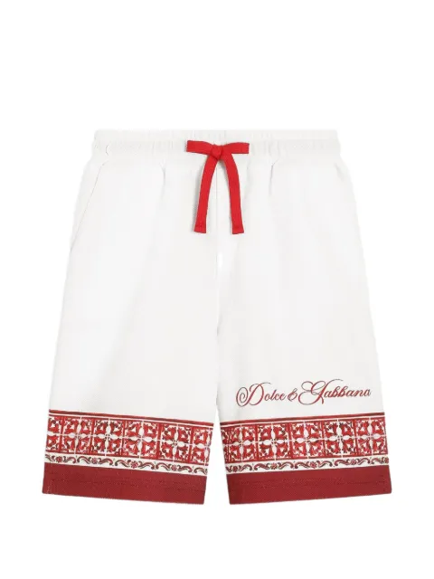 Dolce & Gabbana Kids Majolica-print double piqué Bermuda shorts