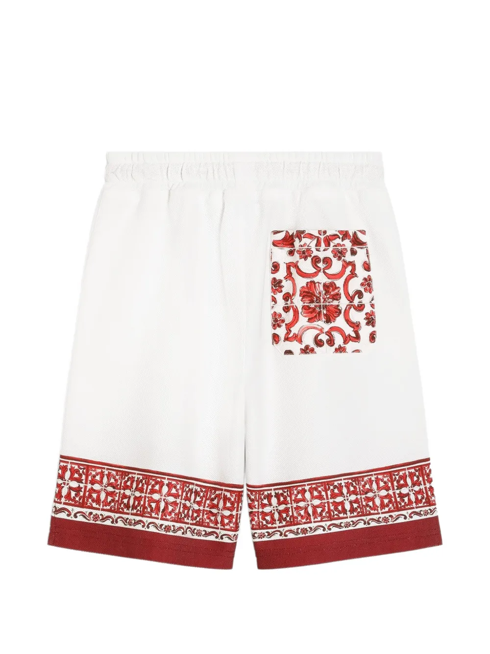 Dolce & Gabbana Kids Piqué bermuda shorts met Majolica-print Wit