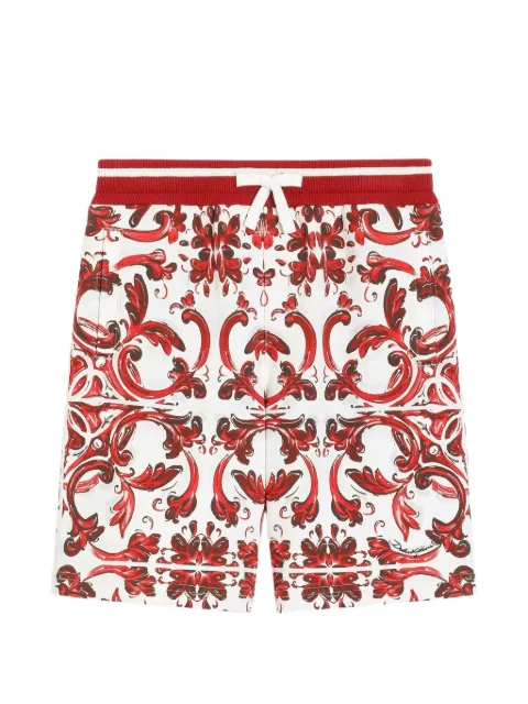 Dolce & Gabbana Kids bermudas de tela polar con estampado Mayólica