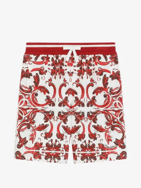 Dolce & Gabbana Kids  Majolica-print fleece Bermuda shorts