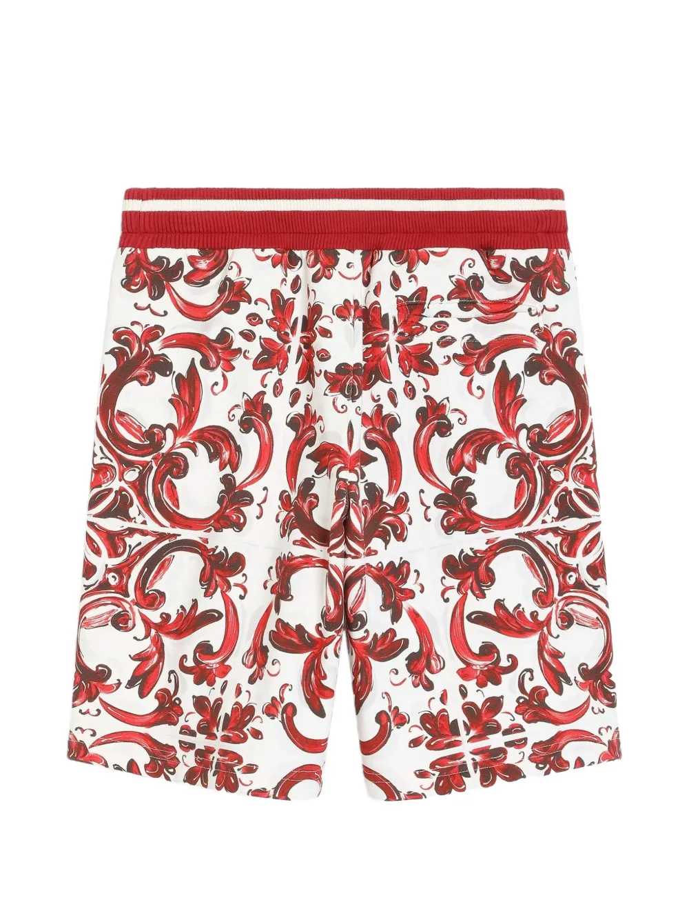 Dolce & Gabbana Kids Fleece bermuda shorts met Majolica-print Wit