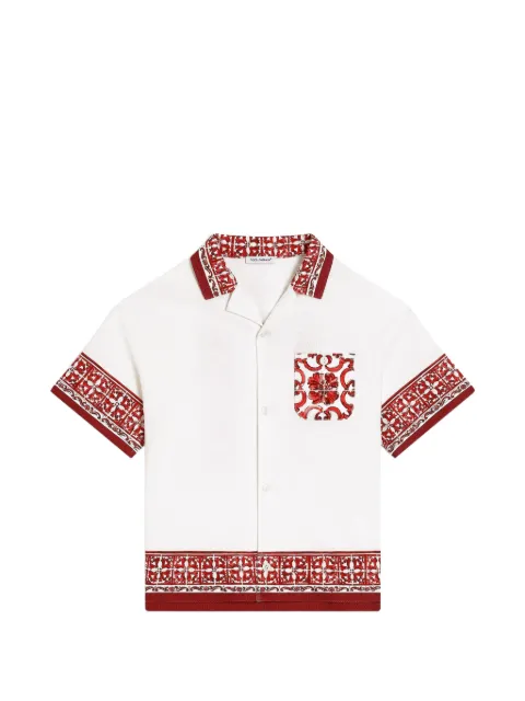 Dolce & Gabbana Kids Majolica-print double piqué shirt