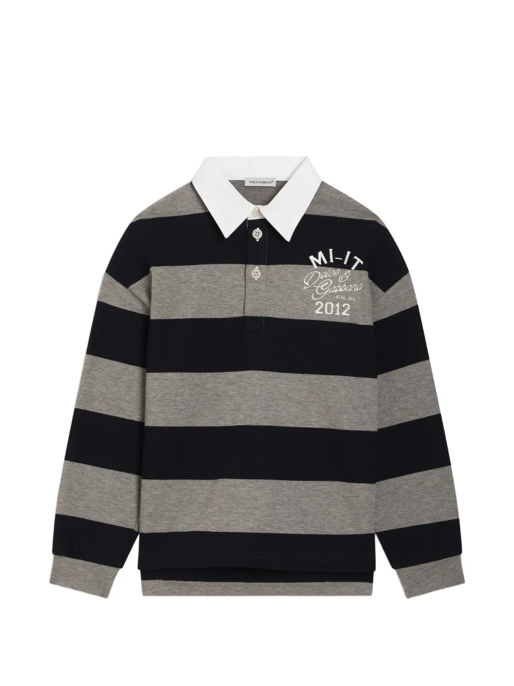 Dolce & Gabbana Kids Gestreiftes Interlock Poloshirt - Blau