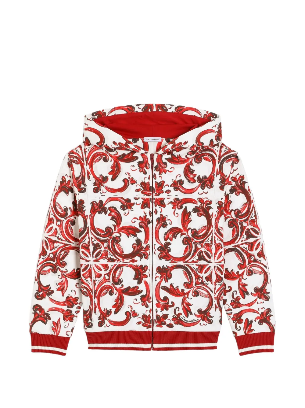 Dolce & Gabbana Kids Majolica-print hoodie - Bianco