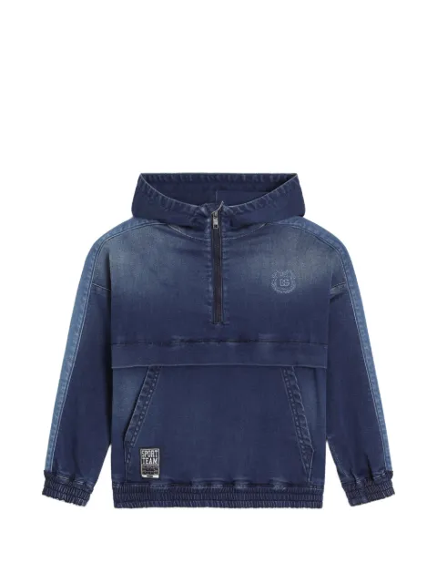 Dolce & Gabbana Kids Hoodie aus Denim mit Stickerei