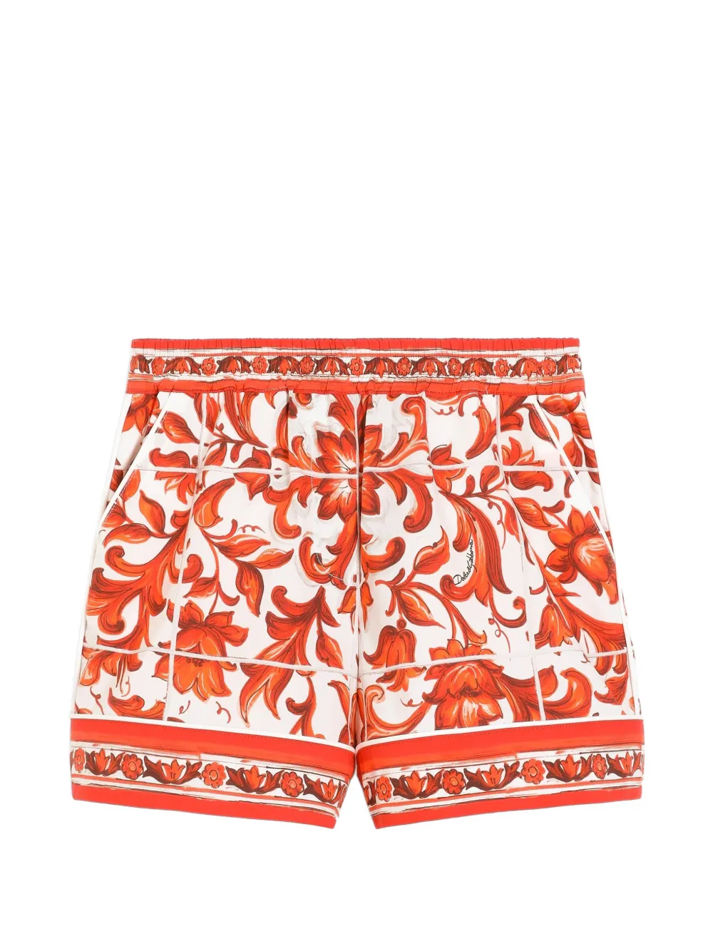 Dolce & Gabbana Kids Majolica-print poplin Vanity shorts - White