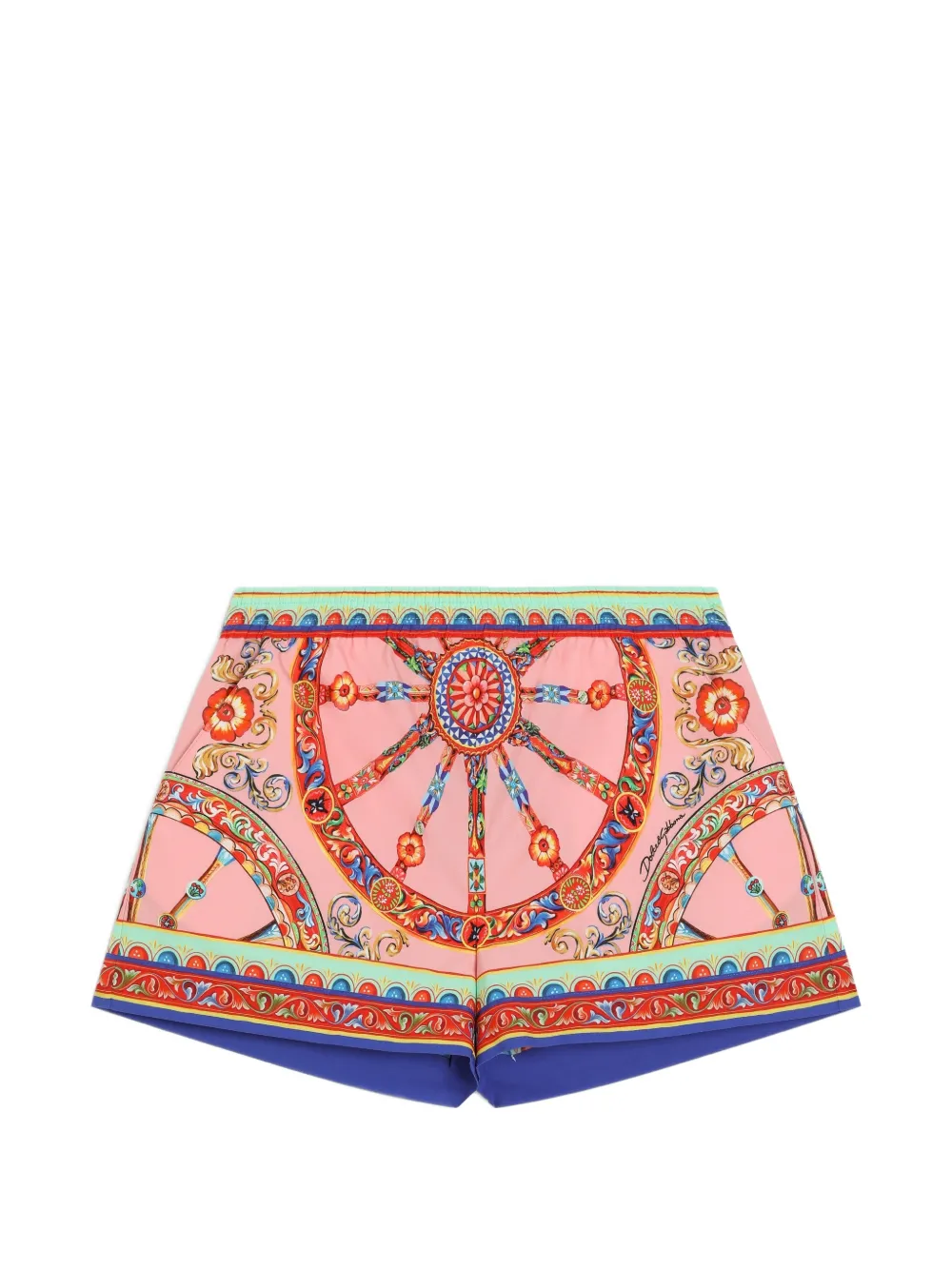 Dolce & Gabbana Kids Carretto-print poplin shorts - Pink