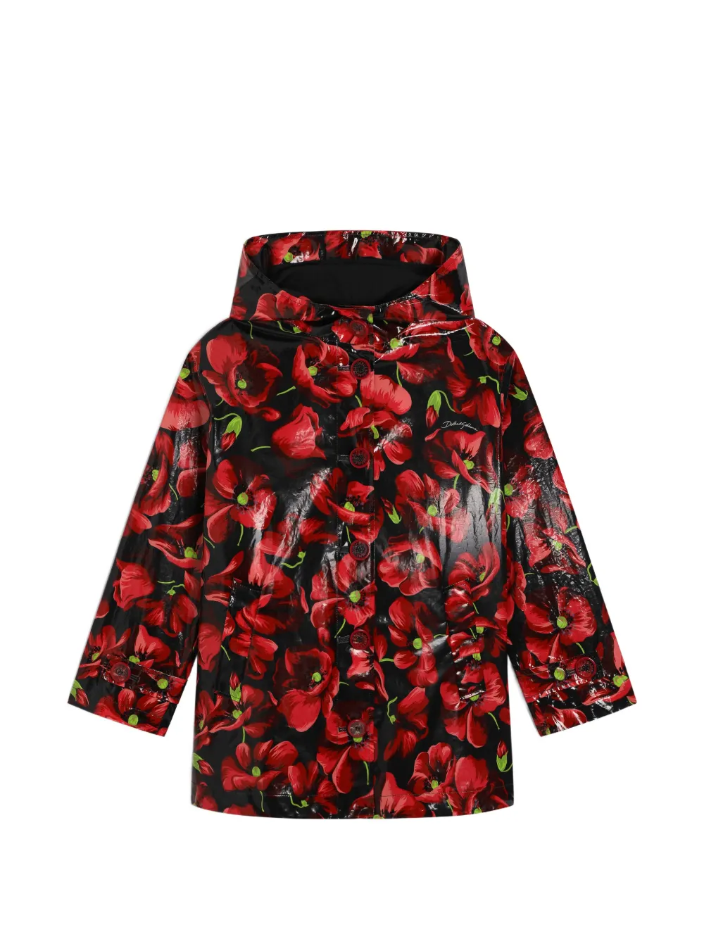 Dolce & Gabbana Kids poppy-print trench coat - Blau