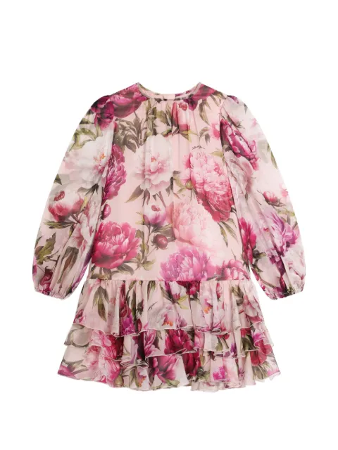 Dolce & Gabbana Kids vestido de gasa con peonía estampada