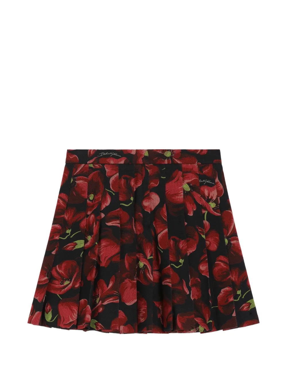 Dolce & Gabbana Kids Flanellrock mit Mohn-Print - Schwarz