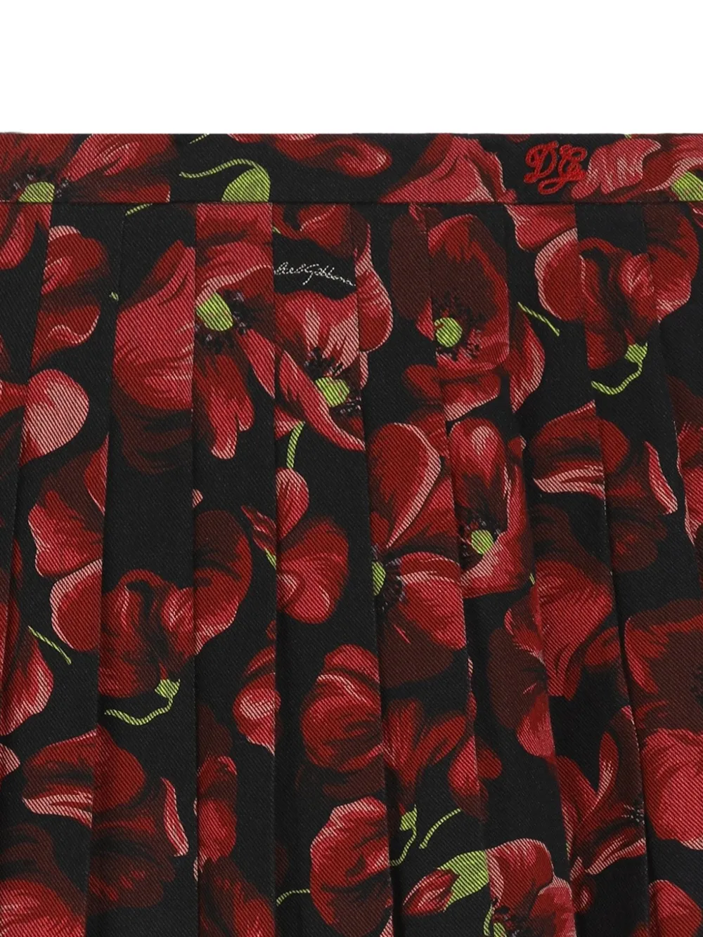Dolce & Gabbana Kids Flanellen rok met klaprozen-print Zwart