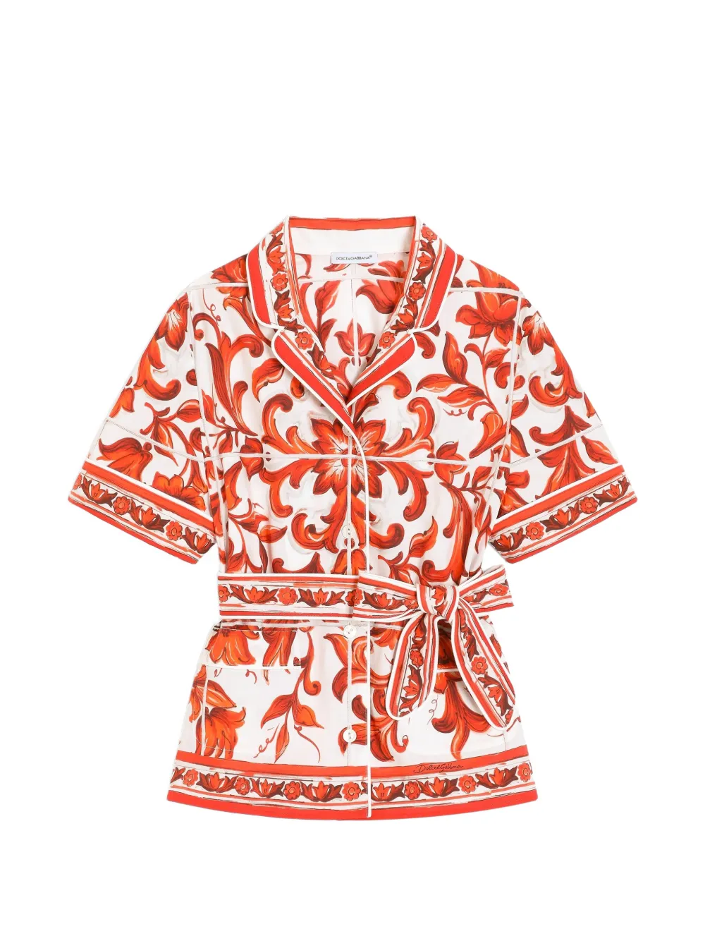 Dolce & Gabbana Kids Vanity Hemd mit Majolica-Print - Weiß