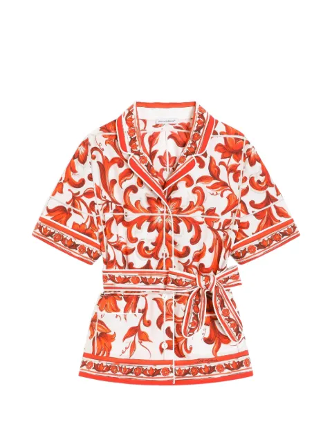Dolce & Gabbana Kids Popeline shirt met Majolica-print