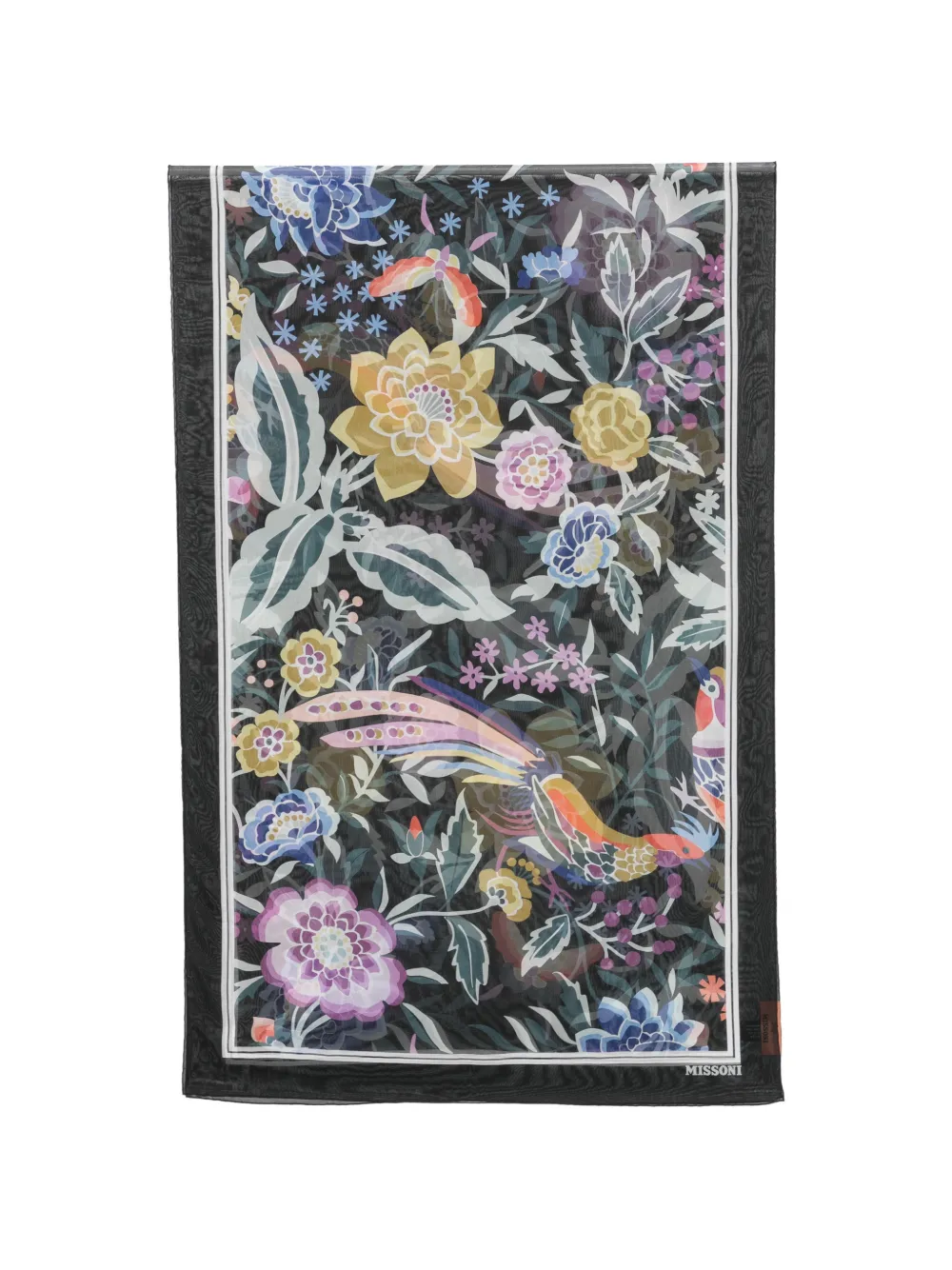 Missoni floral-print bird-motif scarf - Schwarz