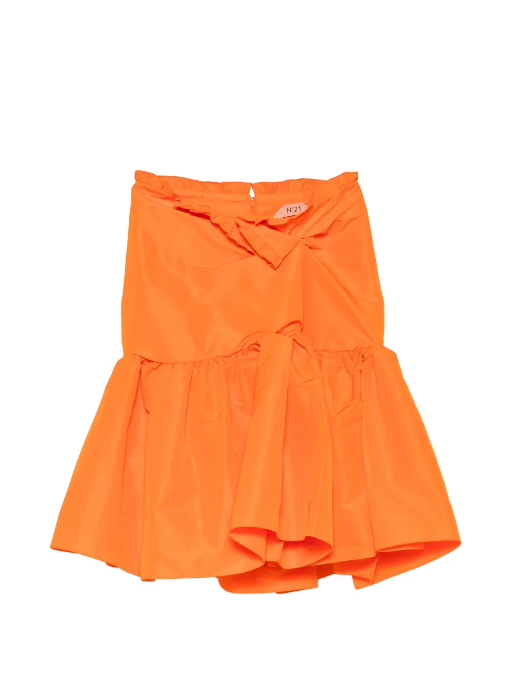 Nº21 ruffled-trim knotted skirt - Orange