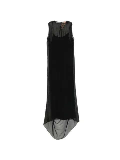 Nº21 vestido midi asimétrico con panel transparente