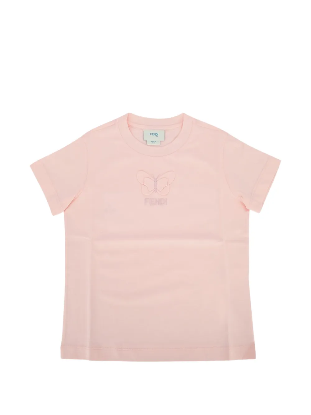 Fendi Kids butterfly-embroidered jersey T-shirt - Rosa