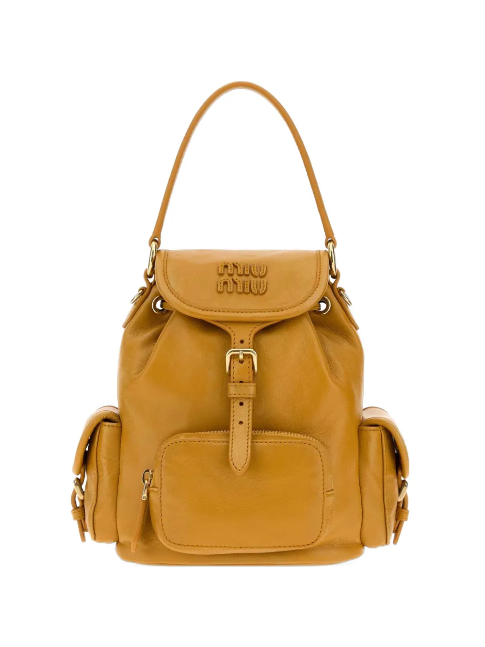 Miu Miu logo-plaque buckled backpack - Giallo