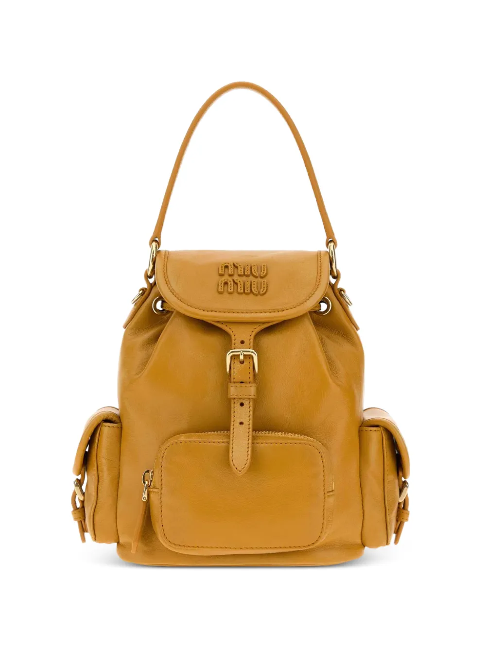 Miu Miu logo-plaque buckled backpack - Giallo