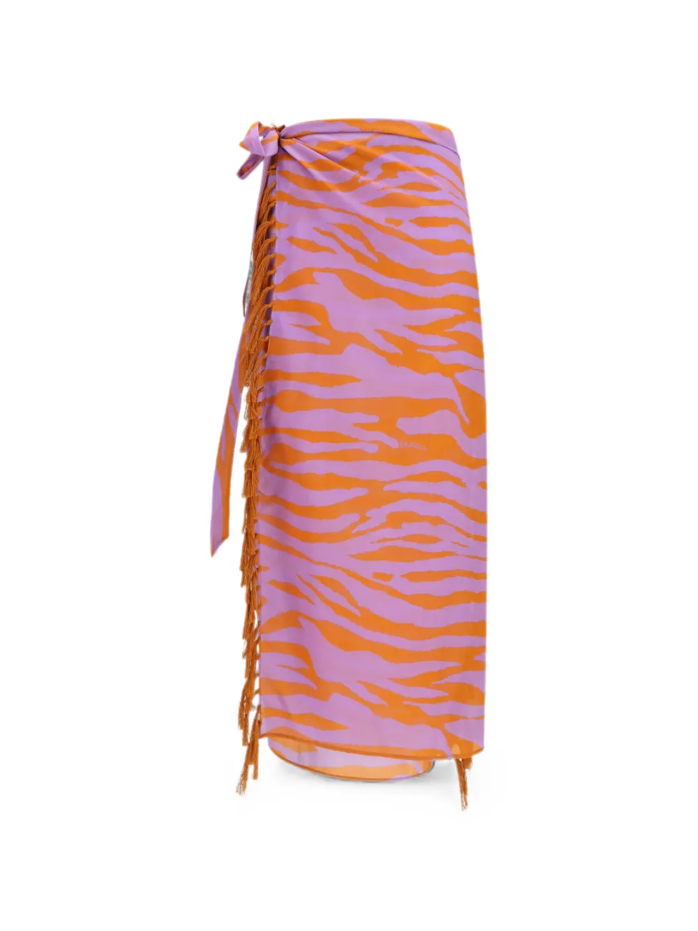 The Attico zebra-print fringed pareo - Rosa